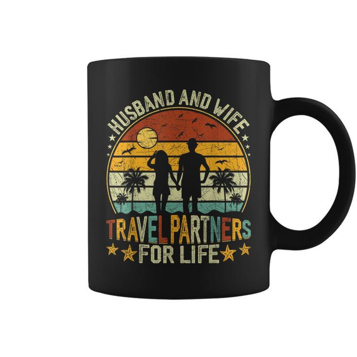 Husband And Wife Travel Partners For Life Beach Traveling  Coffee Mug