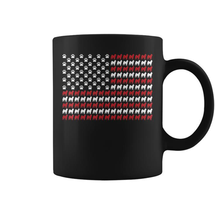 Husky Dog American Flag Patriotic 4Th Of July  Coffee Mug