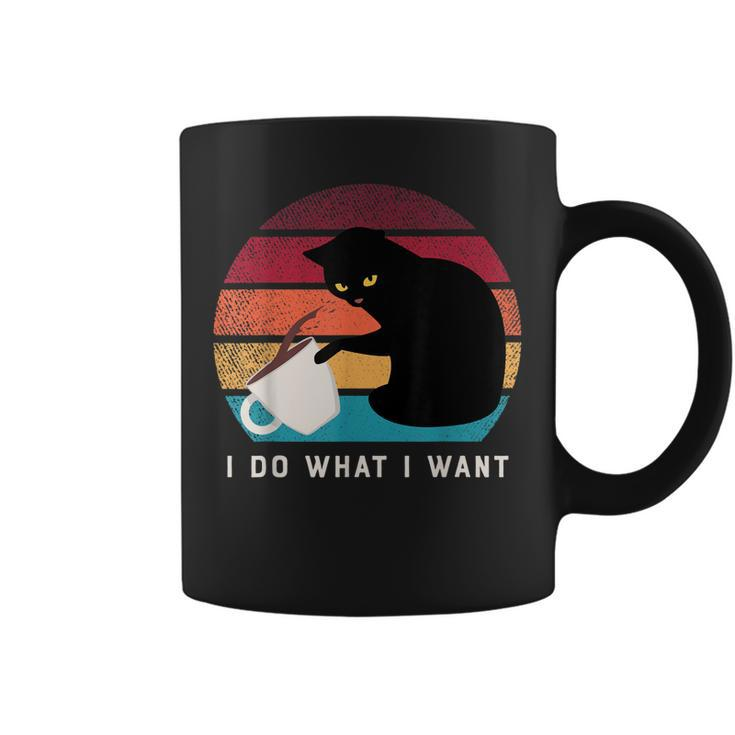 I Do What I Want Cat Funny Cat Lover Retro Cute Funny Black  Coffee Mug