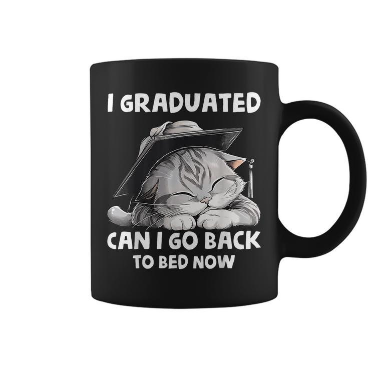I Graduated Can I Go Back To Bed Now Graduation Cat Lover  Coffee Mug