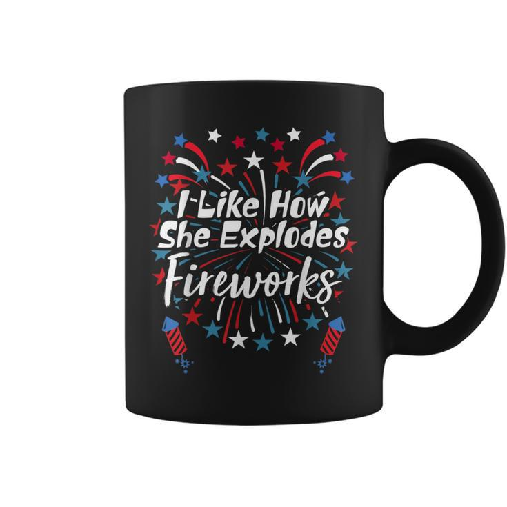 I Like How She Explodes Fireworks Funny Couples 4Th Of July  Coffee Mug
