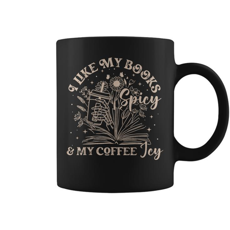 I Like My Books Spicy And My Coffee Icy Skeleton Book Lovers Gifts For Coffee Lovers Funny Gifts Coffee Mug