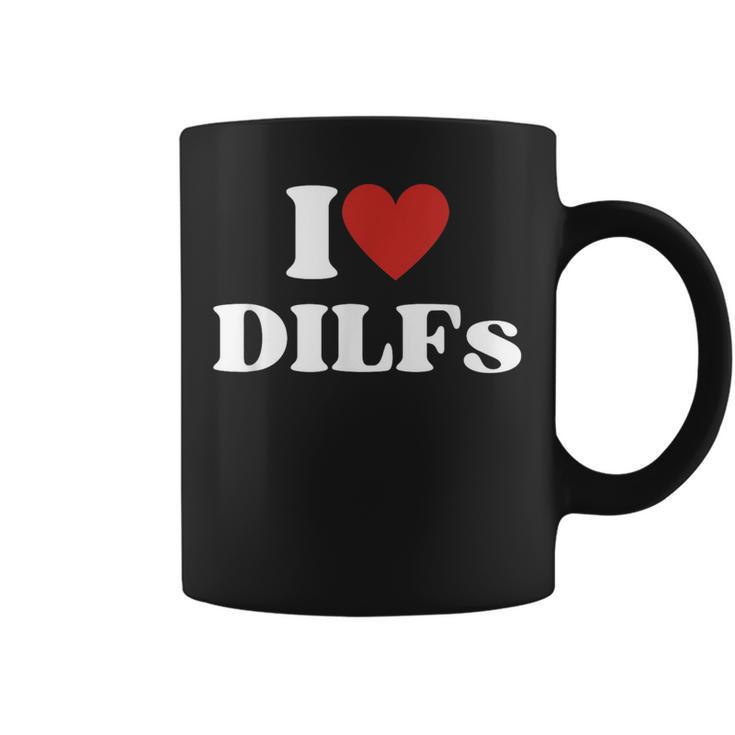 I Love Dilfs Red Heart  Coffee Mug