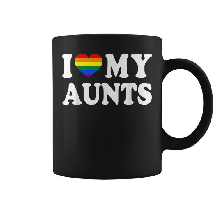 I Love My Aunts Rainbow Heart Gay Pride Lgbt Flag Pride Coffee Mug