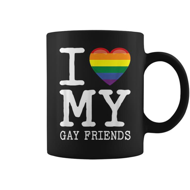 I Love My Gay Friends I Transgender Homosexual Rainbow Heart  Coffee Mug
