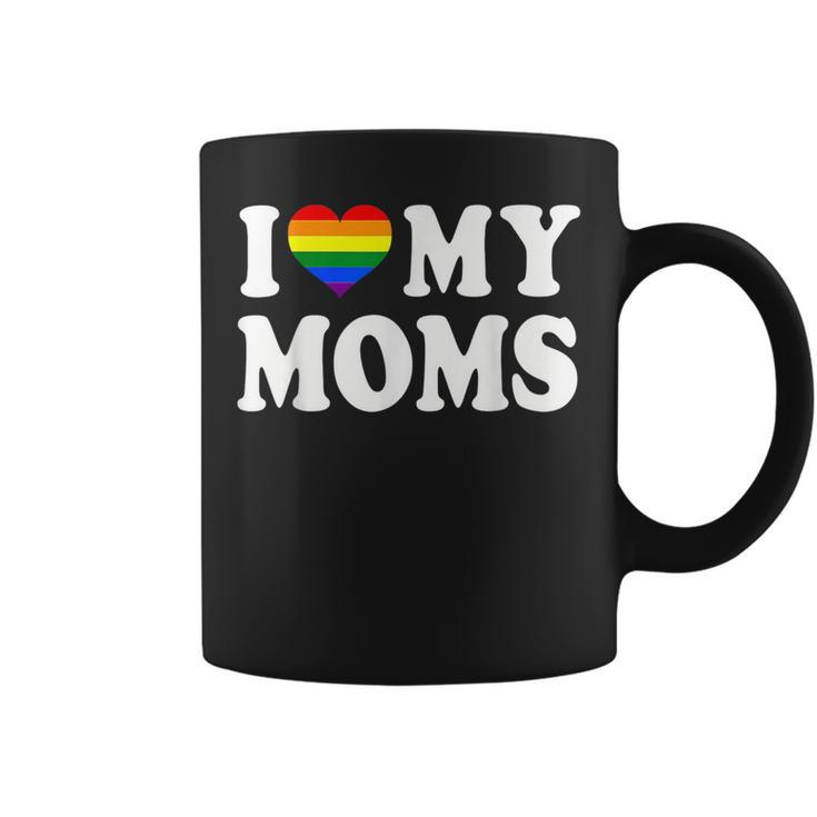 I Love My Moms Rainbow Heart Gay Pride Lgbt Flag Pride  Coffee Mug
