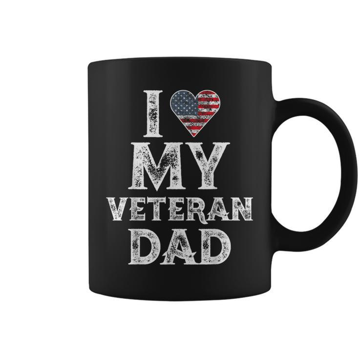 I Love My Veteran Dad Vintage Veterans Day Gift  Coffee Mug