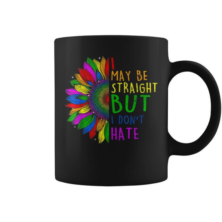 I May Be Straight But I Dont Hate I Lgbt Sunflower Rainbow  Coffee Mug