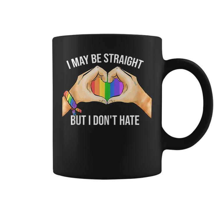 I May Be Straight But I Dont Hate Lgbt Gay Pride Hand Heart  Coffee Mug