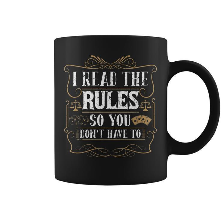 I Read The Rules So You Dont Have To Board Games Cards  Games Funny Gifts Coffee Mug
