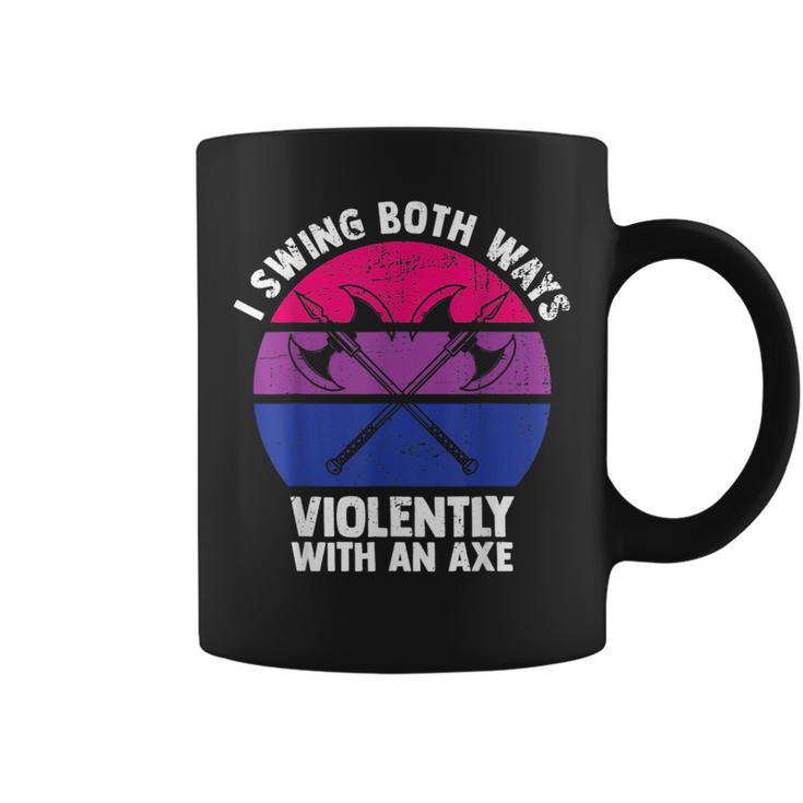 I Swing Both Ways With An Axe Bisexual Lgbt Pride Retro  Coffee Mug