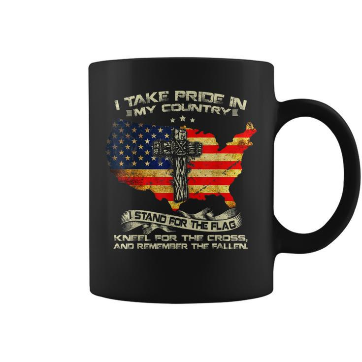 I Take Pride In My Country I Stand For Flag American Veteran  Coffee Mug