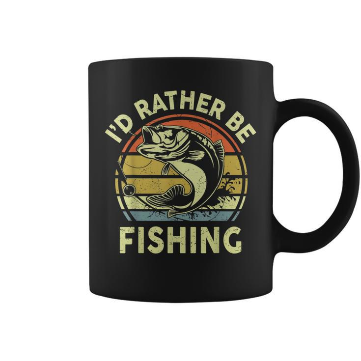 Id Rather Be Fishing- Fly Bass Fish Funny Fisherman Dad  Coffee Mug