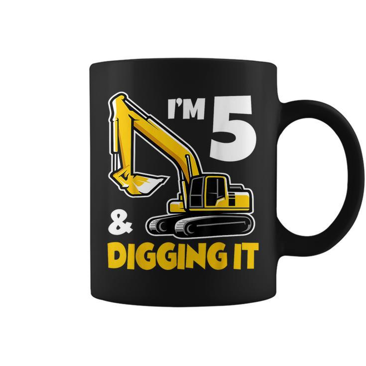 I'm 5 Year Old Excavator Construction 5Th Birthday Boy Coffee Mug
