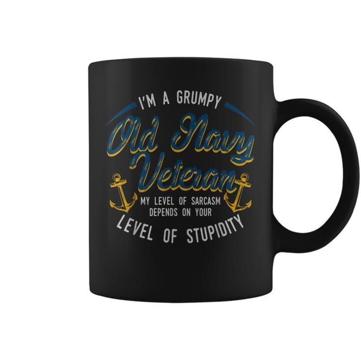 IM A Grumpy Navy Veteran I Level Of Sarcasm  Gift For Mens Coffee Mug