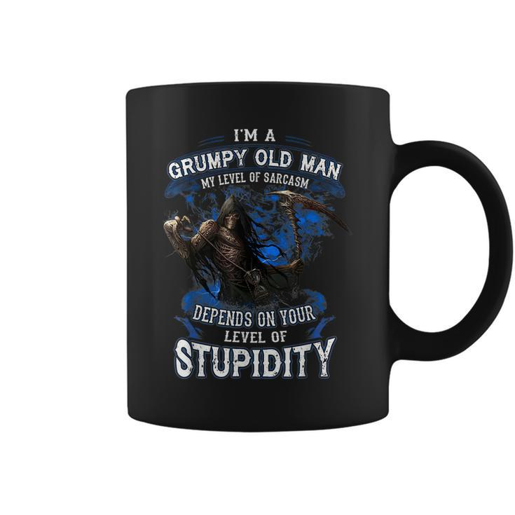 Im A Grumpy Old Man My Level Of Sarcasm Skull  Coffee Mug