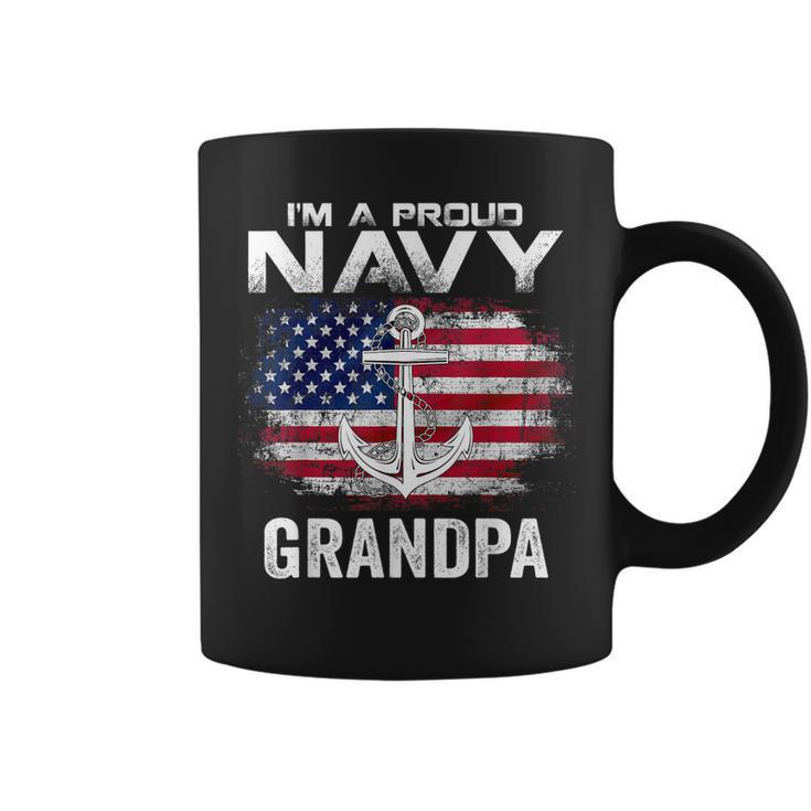 Im A Proud Navy Grandpa With American Flag Gift Veteran  Coffee Mug