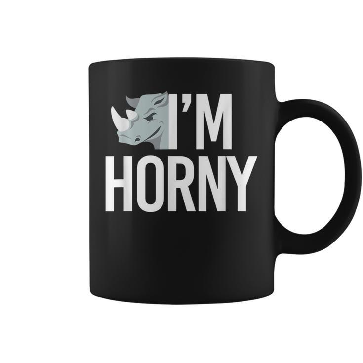 I'm Horny Rhinoceros Cheeky Naughty Pun Coffee Mug