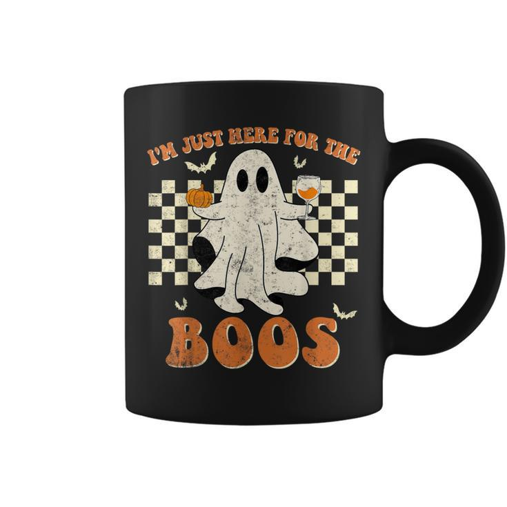I'm Just Here For The Boos Ghost Retro Groovy Halloween Coffee Mug
