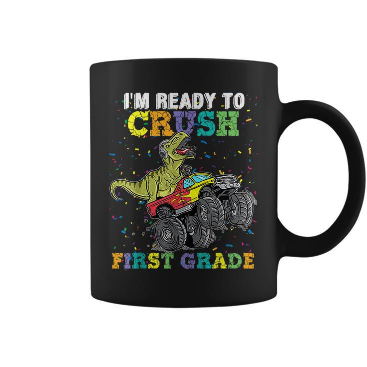 Im Ready To Crush First Grade Monster Truck Dinosaur Boys  Dinosaur Funny Gifts Coffee Mug