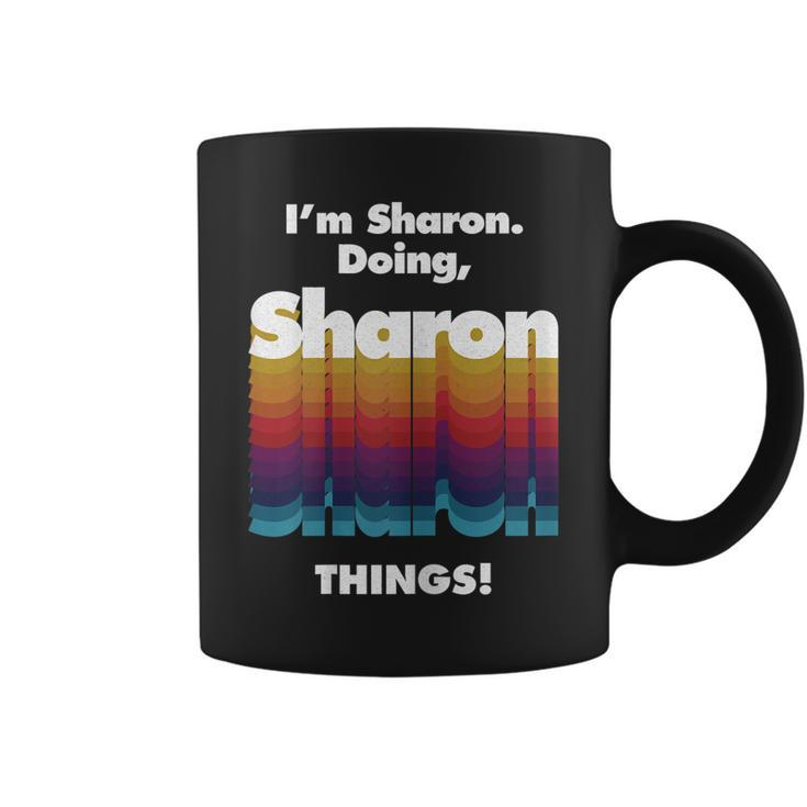 Im Sharon Doing Sharon Things Funny Birthday Name Grunge Coffee Mug