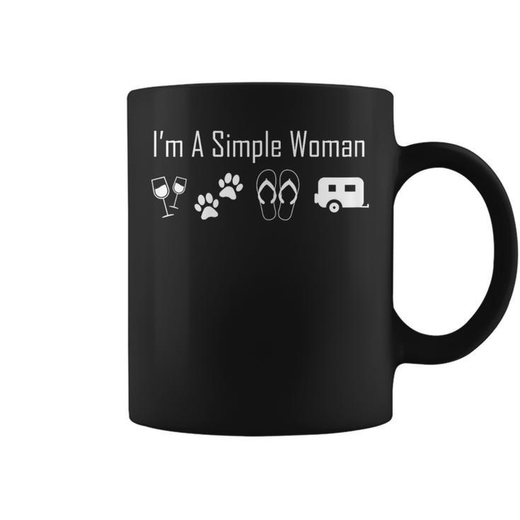 I'm A Simple Woman Love Wine Flip Flop Dogs Camping Coffee Mug