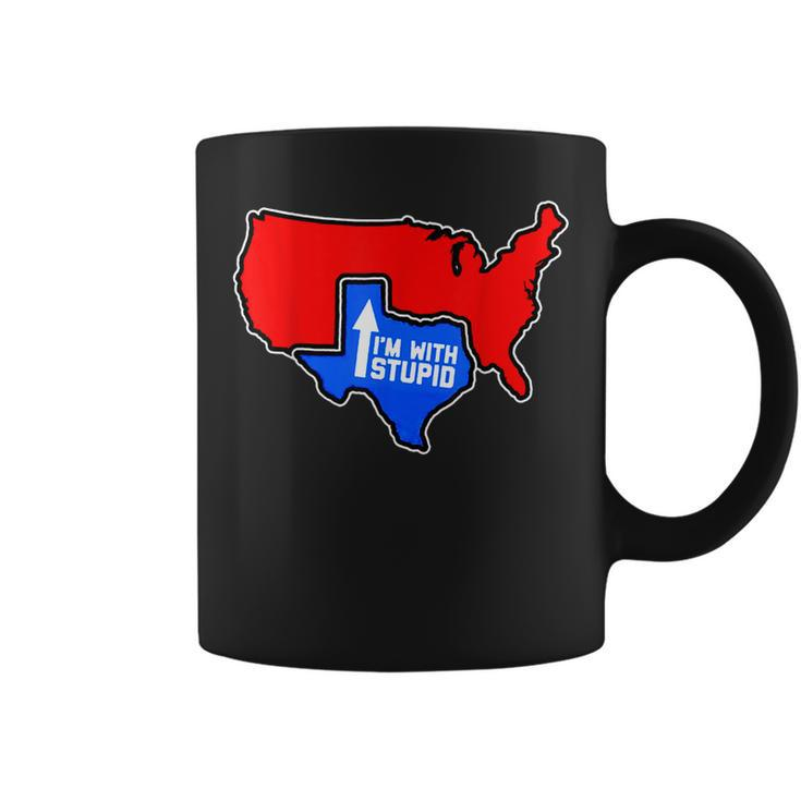 Im With Stupid Funny Texas Proud United State Map Jokes  Coffee Mug