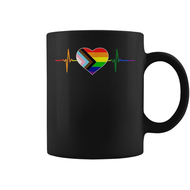 Inclusive Pulse Love Heartbeat Rainbow Gay Pride Lgbt  Coffee Mug
