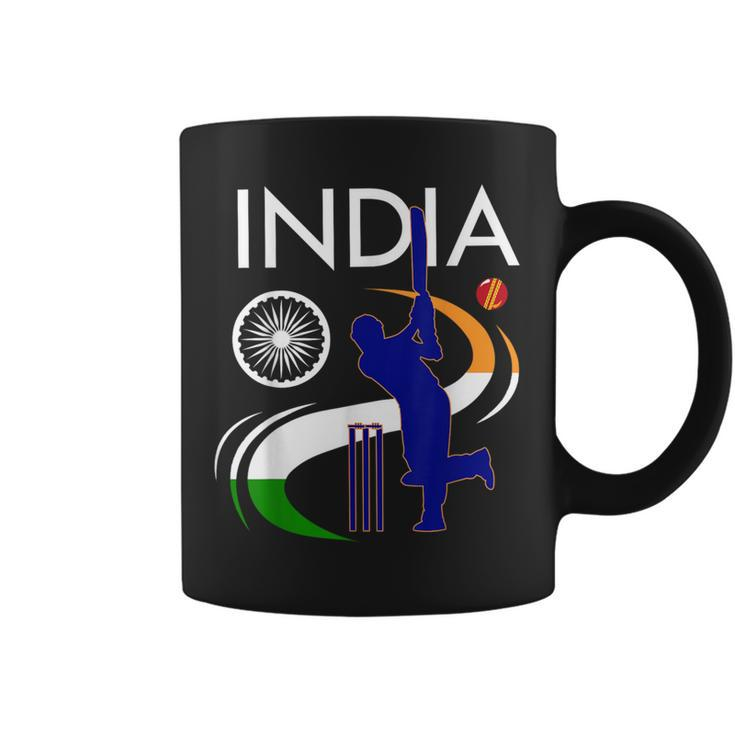 India Cricket With Indian Flag Brush Stroke Coffee Mug