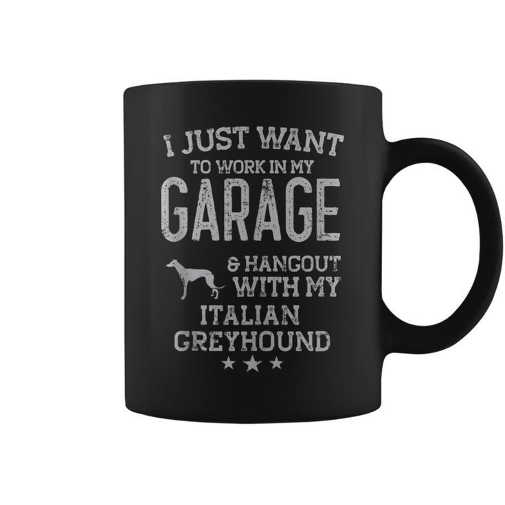 Italian Greyhound Dad Car Garage Hangout Men  Coffee Mug