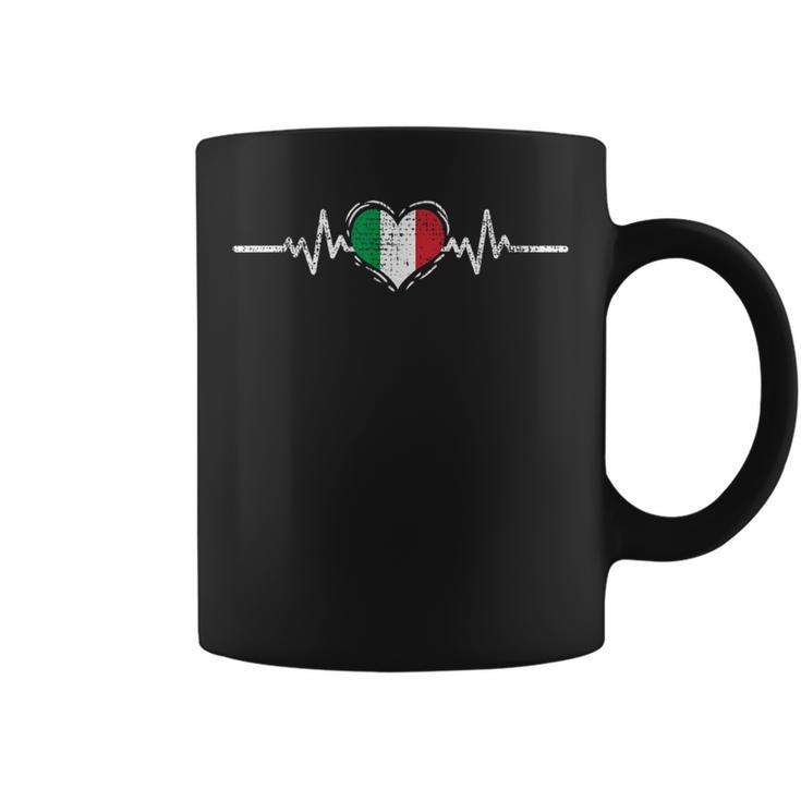 Italy Flag Heartbeat Italian Roots Vintage Coffee Mug