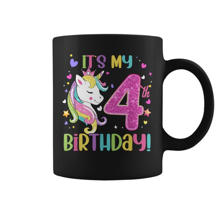 Its My 4Th Birthday Unicorn Girls 4 Year Old Coffee Mug