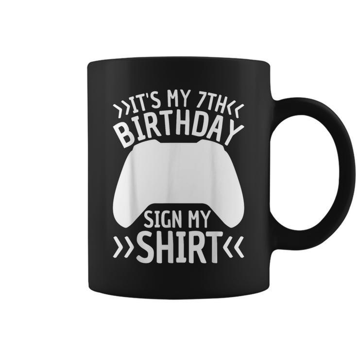 It's My 7Th Birthday Sign My 7 Year Old Boy Bday Gamer Coffee Mug