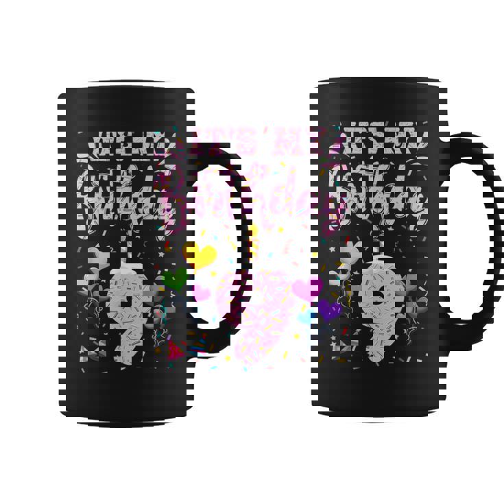 It's My 9Th Birthday Girl Doughnut Happy 9 Years Old Girls Coffee Mug