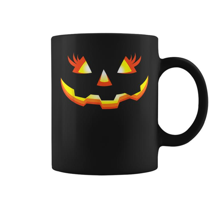 Jack O Lantern Face Pumpkin Eyelashes Halloween Costume Coffee Mug