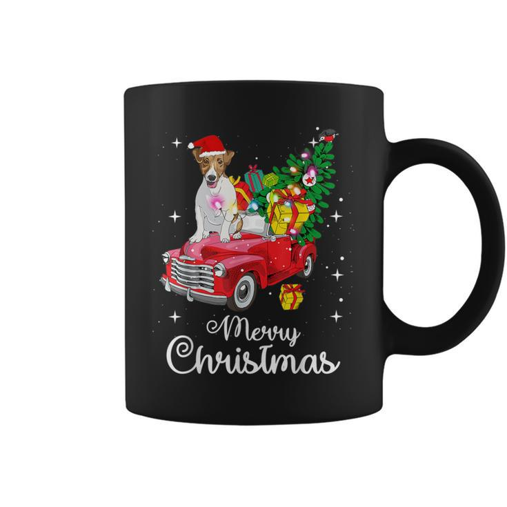 Jack Russell Terrier Ride Red Truck Christmas Pajama Coffee Mug