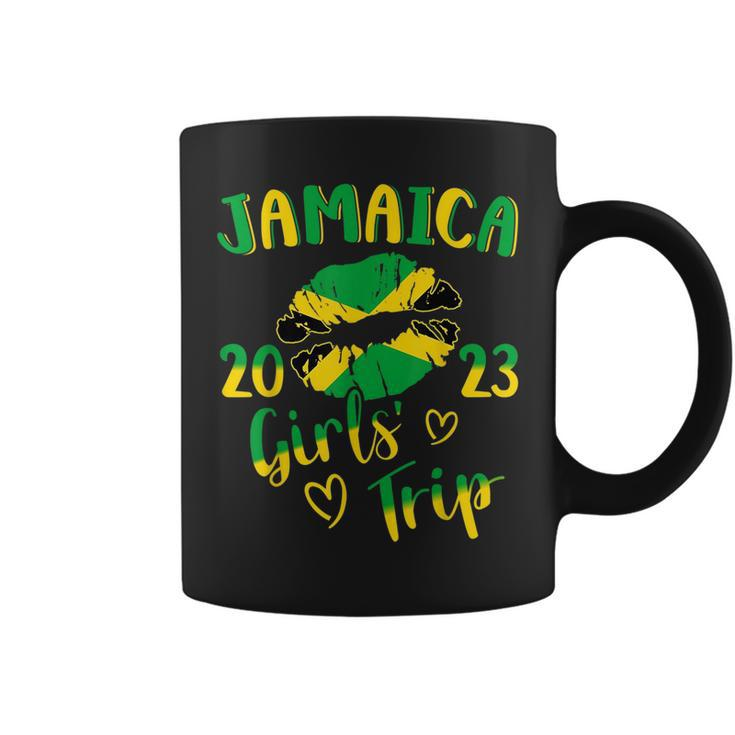 Jamaica 2023 Girls Trip With Jamaican Flag And Kiss Lips  Coffee Mug