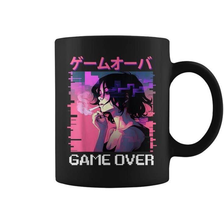 Japanese Vaporwave Sad Anime Girl Game Over Indie Aesthetic  Coffee Mug
