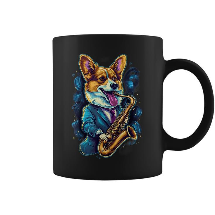 Jazz Musician Corgi Dog Saxophone Corgi Funny Gifts Coffee Mug