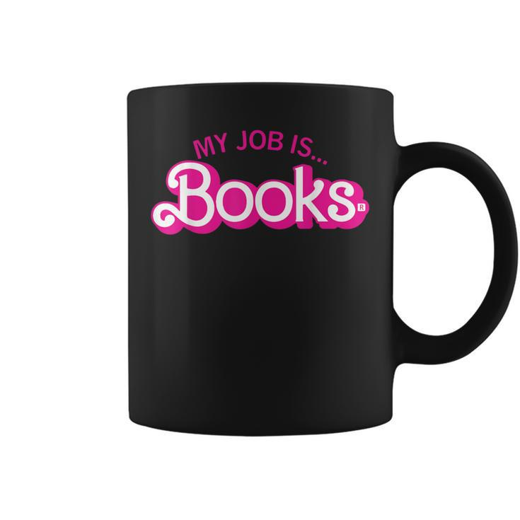 My Job Is Books Retro Pink Style Reading Books Coffee Mug
