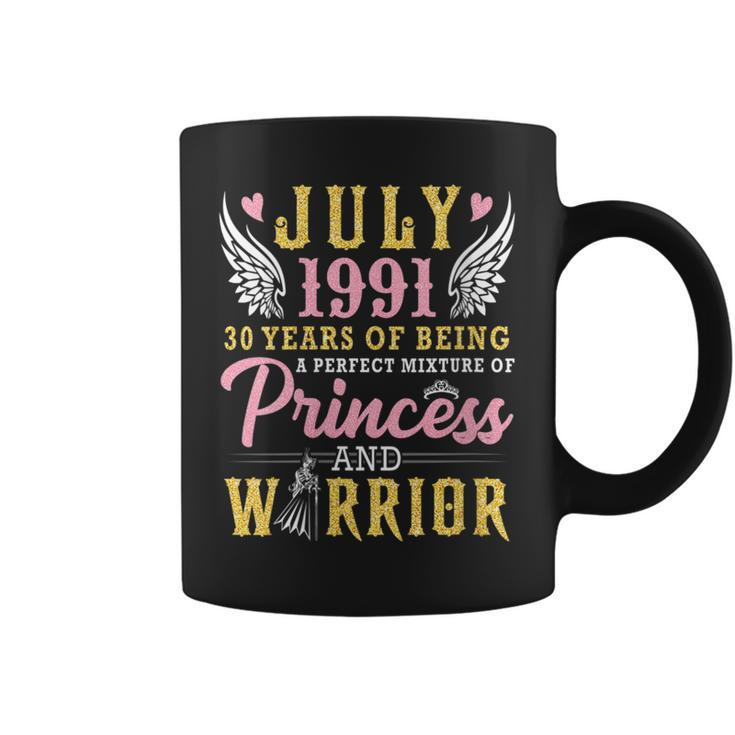 July 1991 30 Years Of Being Perfect Of Princess And Warrior Gift For Womens Coffee Mug
