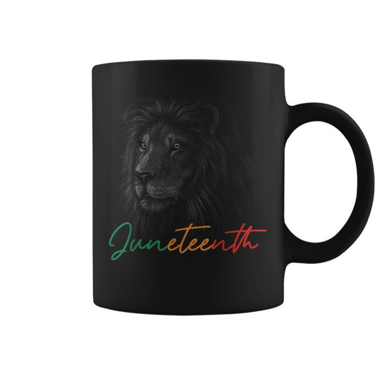 Junenth Black King Melanin Dad Fathers Day Men Lion Leo  Coffee Mug