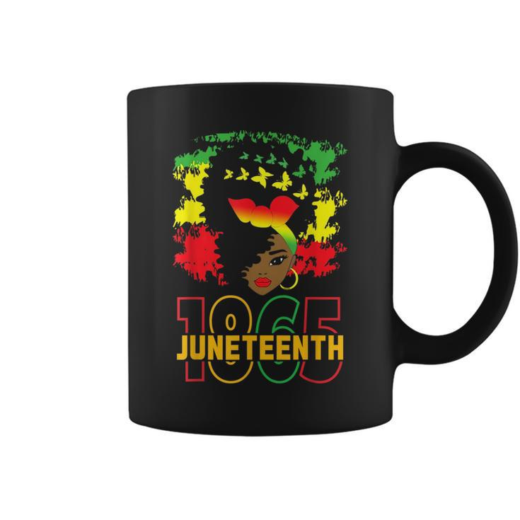 Junenth Celebrating 1865 Awesome Messy Bun Black Women  Coffee Mug