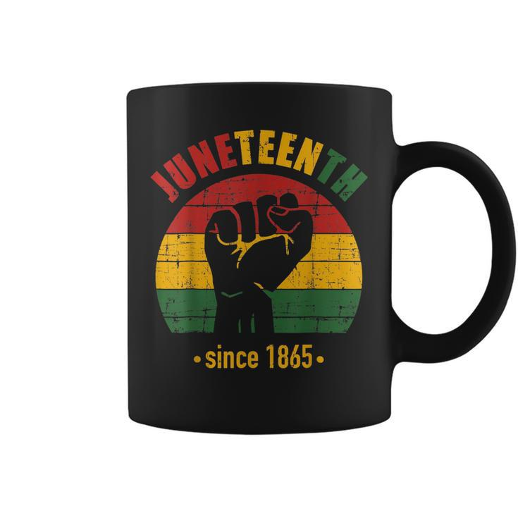 Junenth Since 1865 With Pan African Flag And Fist  Coffee Mug