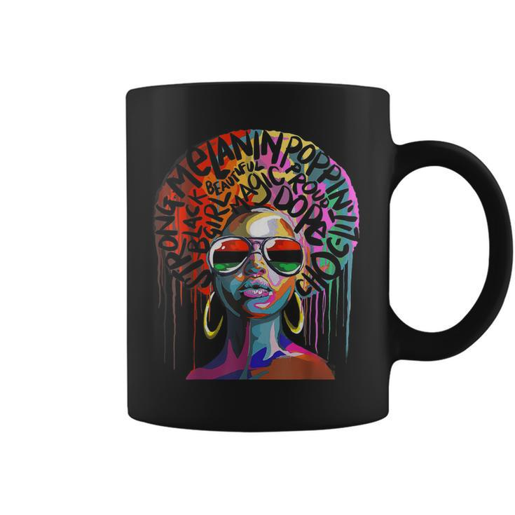 Junenth Woman African Black Queen Afro Melanin Dripping Coffee Mug