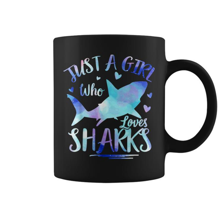 Just A Girl Who Loves Sharks  Funny Shark Lover Ocean  Coffee Mug