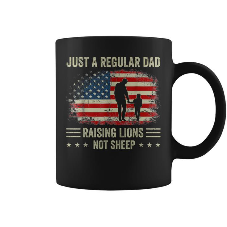 Just A Regular Dad Raising Lions For Dad And Son Patriot  Gift For Men Coffee Mug