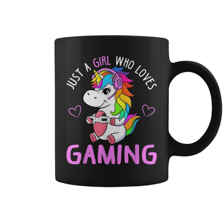 Just A Girl Who Loves Gaming Cute Gamer Unicorn Women Coffee Mug