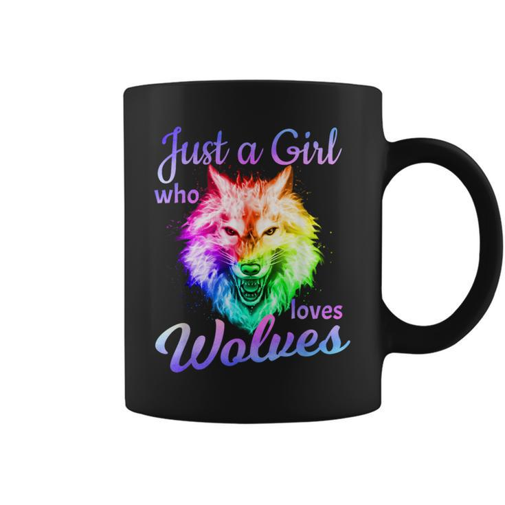 Just A Girl Who Loves Wolves Moon Wolf Girls Coffee Mug