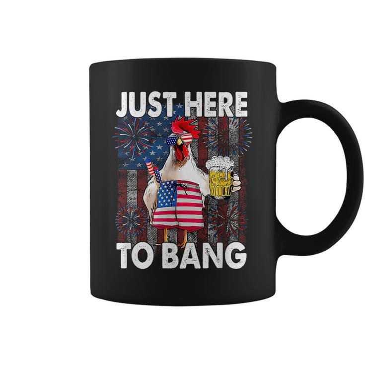 Just Here To Bang Chicken 4Th Of July Us Flag Firecrackers  Coffee Mug